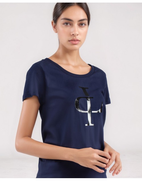 Camiseta logotipo brillo
